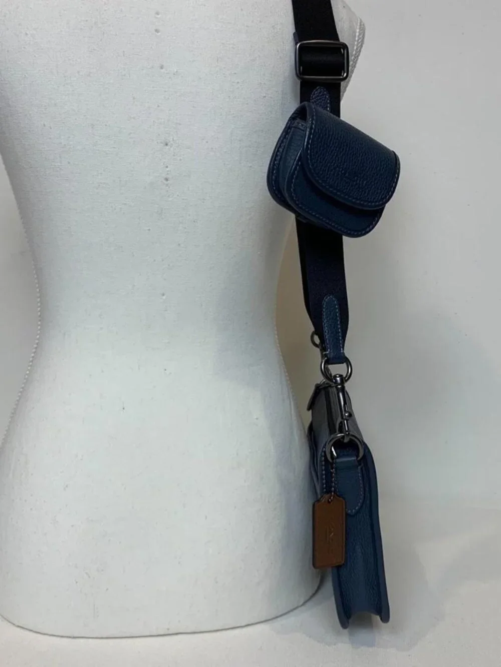 Blue pebble leather Coach